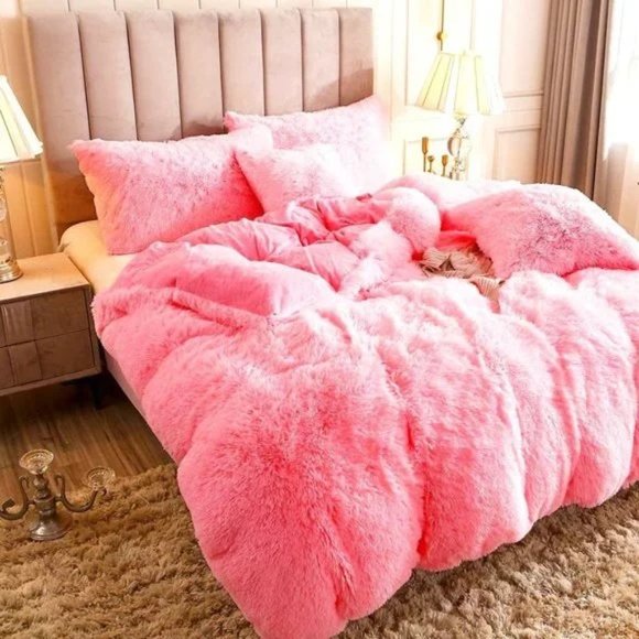 Queen Comfy Plush Shaggy Duvet Cover Set Luxury Super Soft Velvet Bedding &Shams - Picture 2 of 8